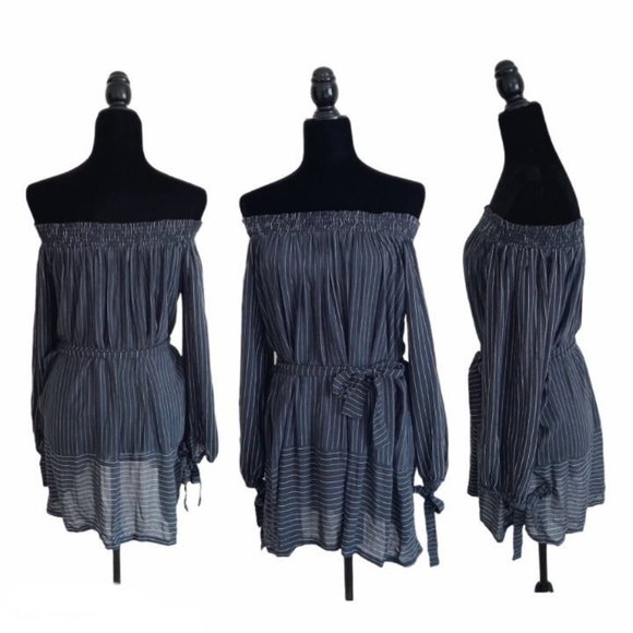 FAITHFULL THE BRAND X Revolve Mali Capsule Multi-way Striped Tie Sleeve Dress 6 - Picture 1 of 9